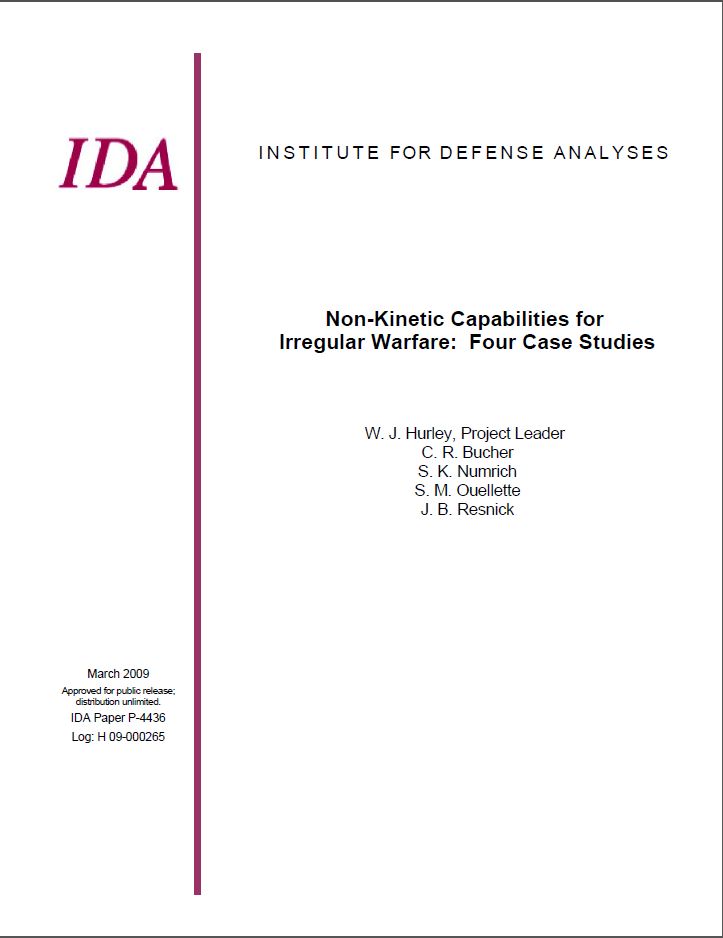 Non-Kinetic Capabilities For Irregular Warface: Four Case Studies